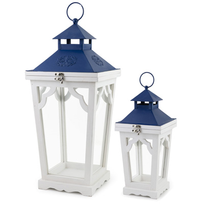 Blue Festive Streetlamp Lanterns (Set of 2)