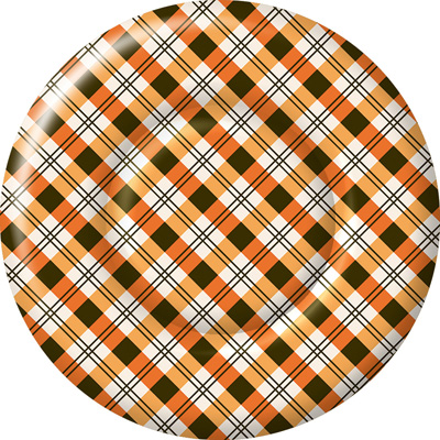 Rosanne Beck Plaid Pumpkins Round Paper Dessert Plates