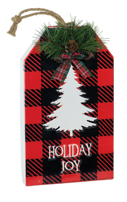 Holiday Joy Red & Black Tag Sign