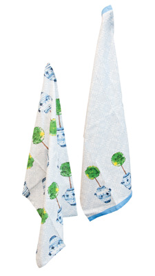 Blue Topiary Tea Towels