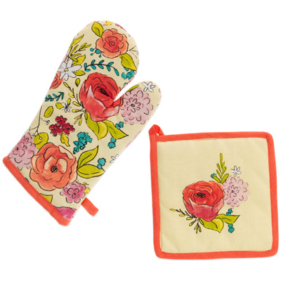 Flower Party Oven Mitt and Potholder