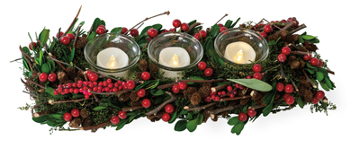 Red Berry Triple Tealight Holder
