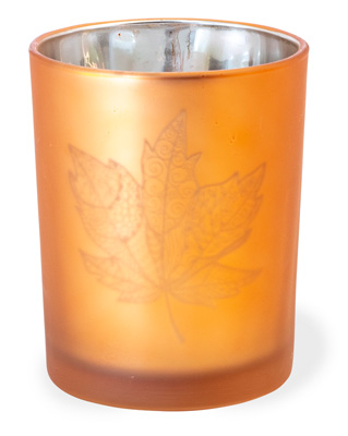 Copper Glass Leaf Tealight Holder Large