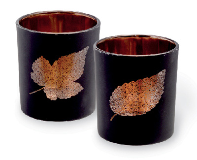 Glass Leaf Tealight Holders Black