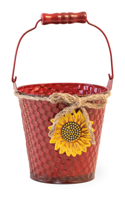 Basketweave Red Pail