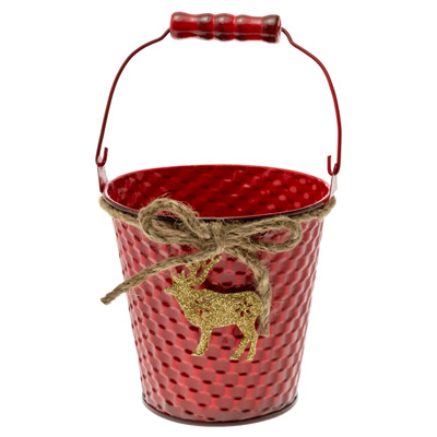 Red Pail W/ Gold Deer