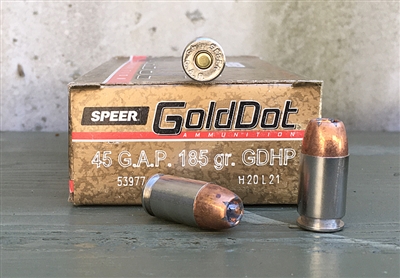 SPEER GOLD DOT 45 GAP 185gr GDHP 50rd BOX