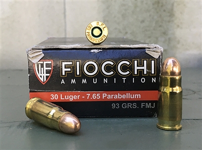 FIOCCHI 30 LUGER (7.65 PARABELLUM) 93gr FMJ 50rd BOX