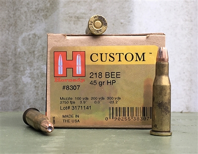 HORNADY 218 BEE 45gr HP 25rd BOX