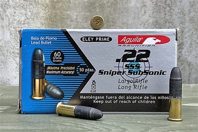 AGUILA 22LR 60gr SNIPER SUBSONIC ELEY PRIMED 50rd BOX