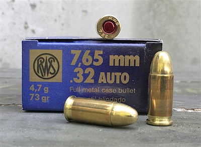 RWS 32 AUTO (32 ACP) 73gr FMJ 50rd BOX