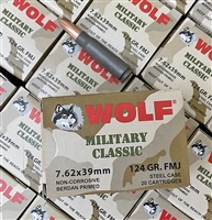 WOLF MILITARY CLASSIC 7.62x39mm 124gr FMJ STEEL 500rd PACK