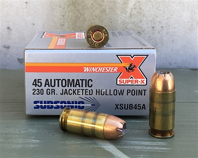 WINCHESTER 45 ACP SUBSONIC 230gr JHP 20rd BOX