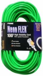 Prime Wire Neon Green 12/3X100 Extension Cord