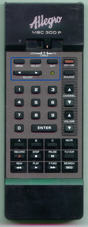 ALLEGRO 124-00156-69 MBC300P Genuine  OEM original Remote