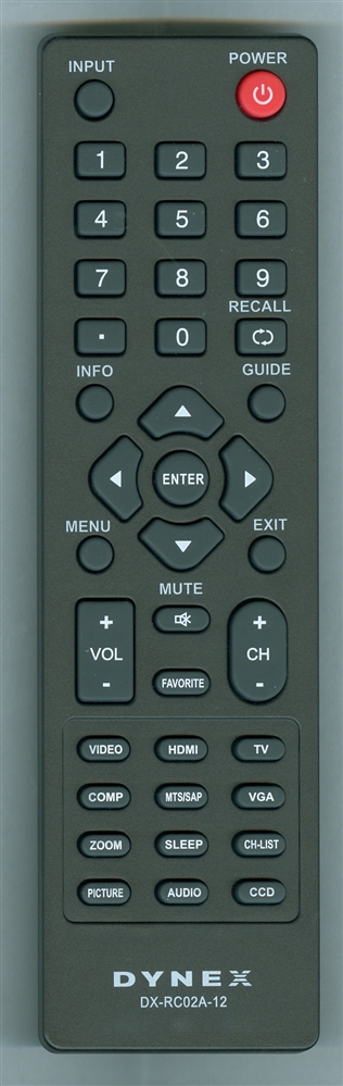 DYNEX 098GRABDUNEDYJ DX-RC02A-12 Refurbished Genuine Original Remote