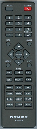 DYNEX 6010700101 RC-701-0A Genuine OEM original Remote