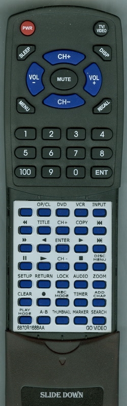 GO VIDEO 6870R1688AA replacement Redi Remote