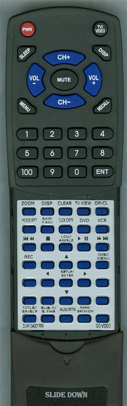 GO VIDEO DVR104001RM 00058E replacement Redi Remote