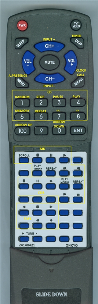 ONKYO 24140421 RC-421S replacement Redi Remote