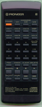 PIONEER PWW1081 CU-PD063 Genuine OEM original Remote