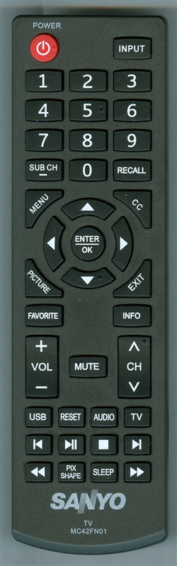 SANYO MC42FN01 Genuine OEM original Remote