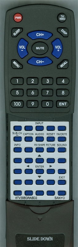SANYO 8TV398GRABD2 YK338-001 replacement Redi Remote