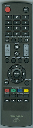 SHARP 9LE098003063211 GJ221-R Genuine OEM original Remote