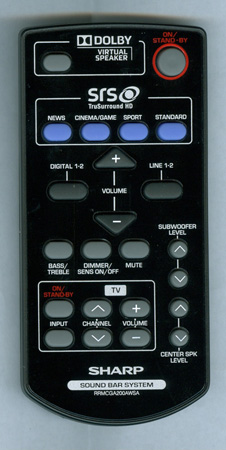 SHARP RRMCGA200AWSA Genuine OEM original Remote