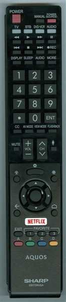 SHARP RRMCGB173WJSA GB173WJSA Genuine OEM original Remote