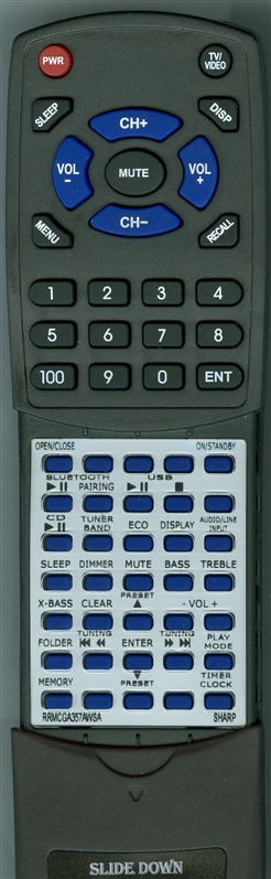 SHARP RRMCGA357AWSA replacement Redi Remote