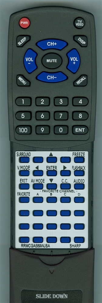 SHARP RRMCGA589WJSA GA589WJSA replacement Redi Remote