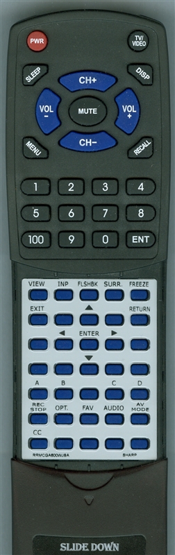 SHARP RRMCGA600WJSA GA600WJSA replacement Redi Remote