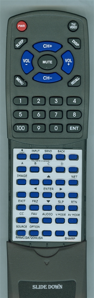 SHARP RRMCGA720WJSA GA720WJSA replacement Redi Remote