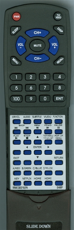 SHARP RRMCGB001WJPA GB001WJPA replacement Redi Remote