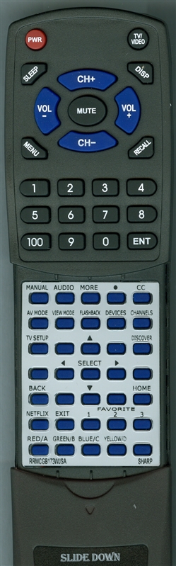 SHARP RRMCGB173WJSA GB173WJSA replacement Redi Remote