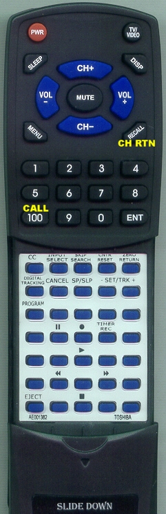 TOSHIBA AE001382 VC-N2W replacement Redi Remote