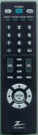 ZENITH MKJ36998110 Genuine  OEM original Remote