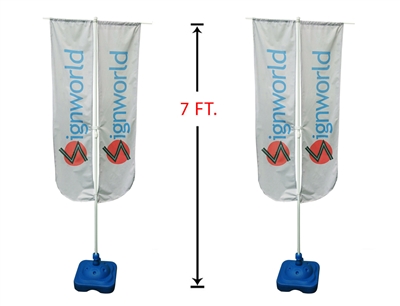 7' DDouble-Sided Outdoor Vertical Round Advertising Flag Stand