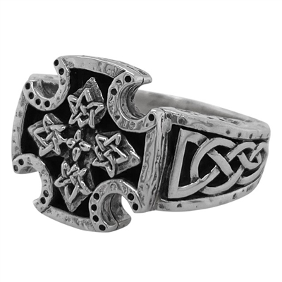 Keith Jack Jewelry Petrichor Biker Cross Ring S/sil Oxidized  B-RS3776