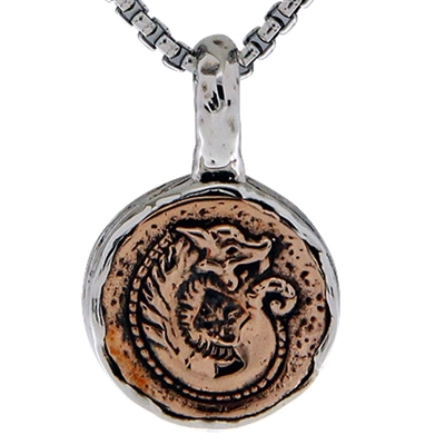 Keith Jack Jewelry Petrichor Sm. Dragon Coin Pendant S/sil + Bronze BP3504
