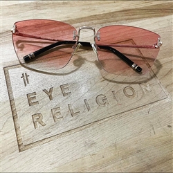 Boucheron BC 0019O Rimless Sunglasses Custom w/ Light pink gradient Lenses