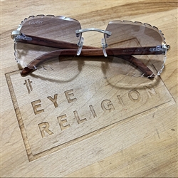 Cartier 0052 C Decor Wood Custom Sunglasses w/ Diamond Cut Grey Gradient Lenses
