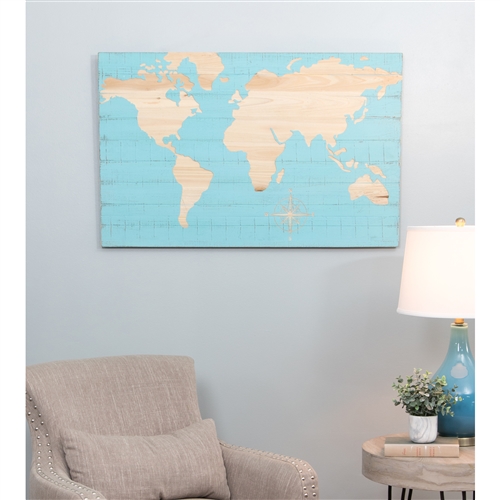 6213 - Mali Blue World Map Wall Plaque