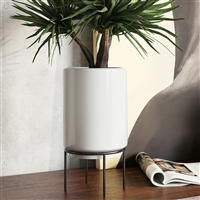 6558 - Jemina Mid Century Ceramic Planter - White