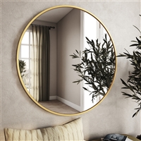 7517 - Bali Modern Round Wall Mirror - 40" Gold