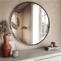 7531 - Bali Modern Round Wall Mirror - 32" Gray