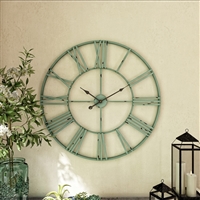 7838 - Solange Round Metal Wall Clock - 30" Blue/Green