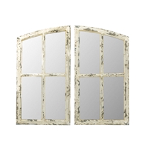 8309 - Jolene Arch Window Pane Mirrors (Set of 2) - White 33"H