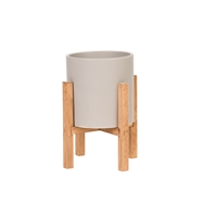 8446 - Liam Modern Ceramic Planter with Wood Legs